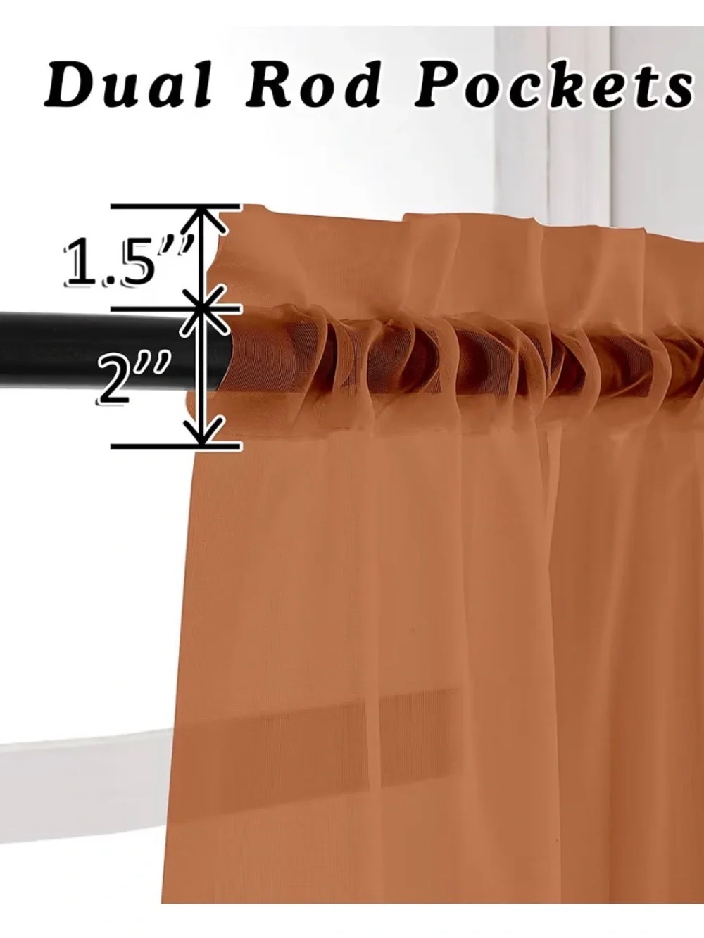 Sheer Orange Curtains NWT - Picture 2 of 4